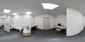 Panoramic view of a modern interior European Dental Clinic. Modern equipment. Spherical projection inside the dental office.