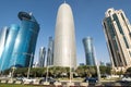 Panoramic view with modern skyscrapers in the centre of Doha Royalty Free Stock Photo