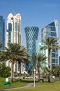 Panoramic view with modern skyscrapers in the centre of Doha Royalty Free Stock Photo