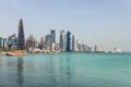 Panoramic view with modern skyscrapers in the centre of Doha Royalty Free Stock Photo