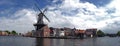 Panoramic view of Molen De Adriaan windmill in Haarlem Netherlands