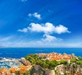 Panoramic view of Monaco with palace and harbor Royalty Free Stock Photo