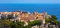 Panoramic view of Monaco Ville Rock royal old town district on French riviera at Mediterranean Sea coast Royalty Free Stock Photo