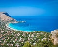 Panoramic view on Mondello beach in Palermo, Sicily.