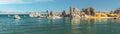 Panoramic view. Mono Lake Tufa State Natural Reserve, California. Tufa Towers Royalty Free Stock Photo