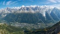 Panoramic view of the Mont Blanc mountain range and Chamonix, France Royalty Free Stock Photo