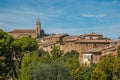 Panoramic view of Montalcino, lovely medieval hill town in the Crete Senesi region of central Tuscany