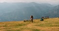 panoramic view from Monte Baldo in Italy with people in background