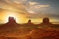 Panoramic view of Monument Valley at sunset Royalty Free Stock Photo