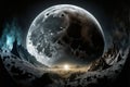 Panoramic view of the moon out in the space Royalty Free Stock Photo
