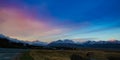 Long road to Mount Cook National Park, South Island, New Zealand Royalty Free Stock Photo