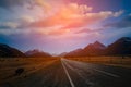 Long road to Mount Cook National Park, South Island, New Zealand Royalty Free Stock Photo