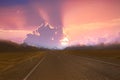 view in the morning with a long road to Mount Cook National Park, South Island, New Zealand Royalty Free Stock Photo