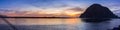 Panoramic view of Morro Rock at sunset, Morro bay, California Royalty Free Stock Photo