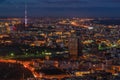 Panoramic view of Moscow. Evening, sunset.