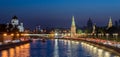 Panoramic view, Moscow Kremlin and embankment of Moscow river in