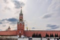 Panoramic view of Moscow Kremlin with Spassky Tower in center city on Red Square, Moscow, Russia. Royalty Free Stock Photo