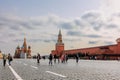 Panoramic view of Moscow Kremlin with Spassky Tower and Saint Basil's Cathedral in center city on Red Square, Moscow Royalty Free Stock Photo