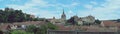 Panoramic view of the most representative buildings of the city in the old citadel. Sighisoara, Romania. Royalty Free Stock Photo