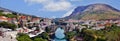 Panoramic view of Mostar with famous bridge