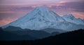 panoramic view of Mount baker in Washington state just before sunset.,with beautiful mountain range Royalty Free Stock Photo