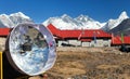 Panoramic view Mount Everest from Kongde village Royalty Free Stock Photo