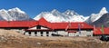 Panoramic view Mount Everest from Kongde village Royalty Free Stock Photo