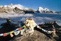 Panoramic view of Mount Everest, Lhotse and Makalu Royalty Free Stock Photo