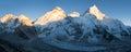 Panoramic view of Mount Everest, Lhotse and Nuptse Royalty Free Stock Photo