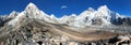 Panoramic view of Mount Everest, Lhotse, Nuptse Royalty Free Stock Photo