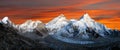 Panoramic view of Mount Everest Lhotse and Nuptse Royalty Free Stock Photo