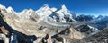 Panoramic view of mount Everest and mt. Nuptse Royalty Free Stock Photo