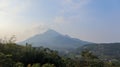 panoramic view of Mount Penanggugan from cafe in trawas Royalty Free Stock Photo