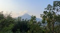 panoramic view of Mount Penanggugan from cafe in trawas Royalty Free Stock Photo