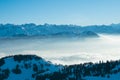 Panoramic View of Mount Rigi Queen of mountain. Swiss Alps, Luzern, Switzerland Royalty Free Stock Photo