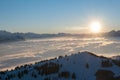 Panoramic View of Mount Rigi Queen of mountain. Swiss Alps, Luzern, Switzerland Royalty Free Stock Photo