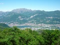 Panoramic view from mount San Genesio over the Adda valley Royalty Free Stock Photo