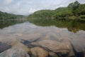 Panoramic view on a mountain dam in Thailand, mountains and rivers Royalty Free Stock Photo