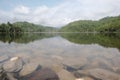 Panoramic view on a mountain dam in Thailand, mountains and rivers Royalty Free Stock Photo