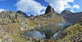 Panoramic view with a mountain lake d'Arrious Royalty Free Stock Photo