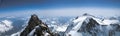 Panoramic view of the mountain landscape from Dufourspitze to Signalkuppe in the Swiss Alps near Zermatt Royalty Free Stock Photo