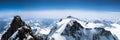 Panoramic view of the mountain landscape from Dufourspitze to Signalkuppe in the Swiss Alps near Zermatt Royalty Free Stock Photo