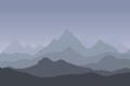 Panoramic view of the mountain landscape with fog in the valley Royalty Free Stock Photo