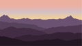 Panoramic view of the mountain landscape with fog in the valley below with the alpenglow pink sky and rising sun Royalty Free Stock Photo