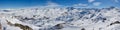 Val thorens les menuires aiguille peclet panorama glacier view sunset snowy mountain landscape France alpes Royalty Free Stock Photo