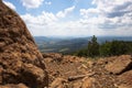 Panoramic view from the mountain peak of the landscape and amazing blue cloudy sky. Divcibare mountain Royalty Free Stock Photo