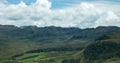 Panoramic view of mountain range near the city of Cayambe in the province of Pichincha on a cloudy day