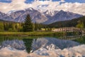 Mountain Reflections On A Park Lake In Banff Royalty Free Stock Photo