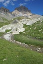 Panoramic view of a mountain trail in Roburent, Piedmont Italy Royalty Free Stock Photo