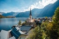 Panoramic view of the mountain village in the Austrian Alps. Autumn Landscape Royalty Free Stock Photo